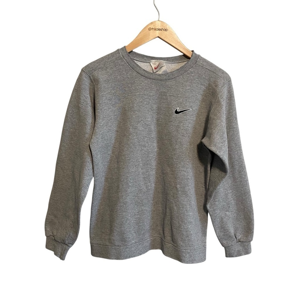 Nike Gray Crewneck Vintage Swoosh 90s Sweatshirt Size Youth Large/Women's Small